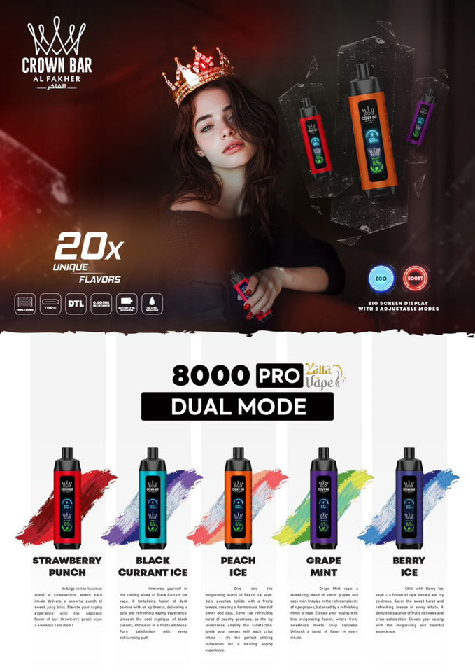 Al Fakher Crown Bar Pro 8000 Puffs (Dual Mode)